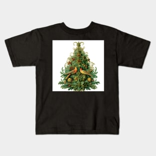 Vintage Christmas Tree With Birds Kids T-Shirt